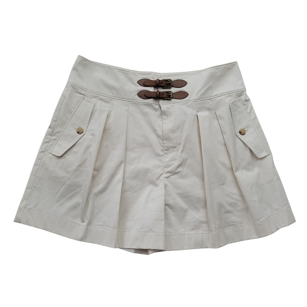 LRL Ralph Lauren Womens 14 Pleated Shorts Cream Coastal Beachy Preppy Resortwear - Picture 2 of 5